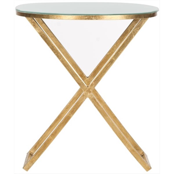 Safavieh Riona Accent Table Gold And White Glass Top FOX2539A - main